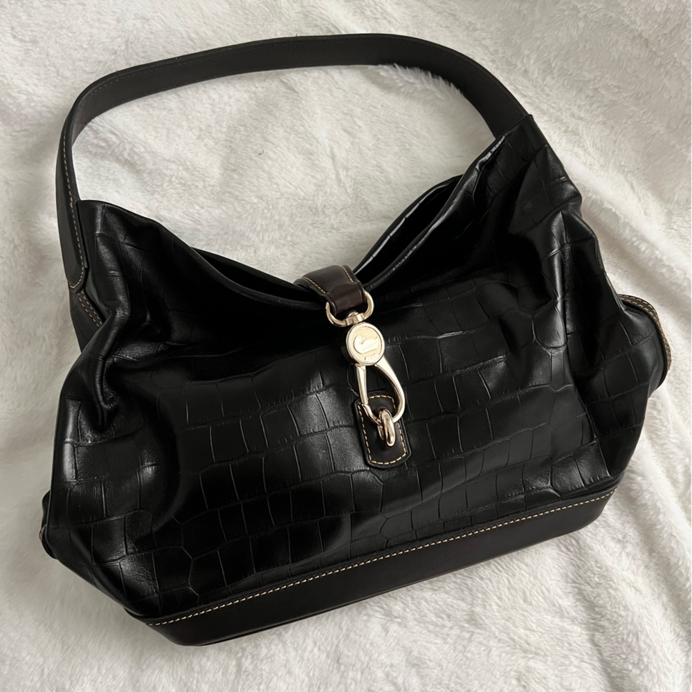 Excellent Condition Dooney & Bourke Croco Logo Lock Sack